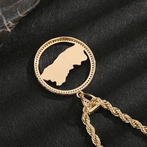 <span class=keywords><strong>Collares</strong></span> y Colgantes de Cobre con Moissanita, Diseño de Mapa de El Salvador, Chapados en Oro de 14k, Estilo Hip Hop para Discoteca - Product Image 4