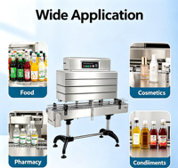 Máquina de Envoltura Termoencogible de Alta Calidad para Botellas de Vino y Jugos, Aplicadora de Etiquetas Termoencogibles de PVC, PP y POF, de Grado Alimenticio, con Cinta Transportadora