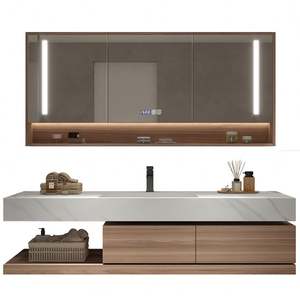 European Style <b>Wood</b> Vanity Bathroom Set Modern Luxury Custom Single Sink Bathroom Vanity - Product Image 4