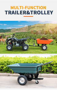 Chariot de jardin en acier robuste, <span class=keywords><strong>remorque</strong></span> à benne basculante, capacité de charge de 300 kg, finition peinte en poudre, <span class=keywords><strong>plateau</strong></span> en plastique pour utilisation en extérieur, <span class=keywords><strong>moto</strong></span>, VTT - Product Image 3