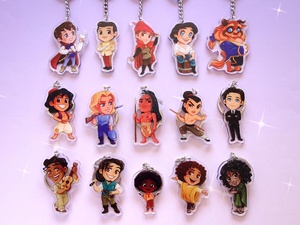 OEM ODM Présentoirs et Breloques en acrylique, thèmes Héros et Princes (Aladdin, Éric, Li Shang, la Bête, Naveen, Flynn Rider), Cadeaux mignons - Product Image 1