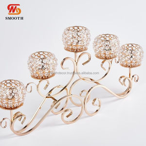 Support de bougie en acrylique lisse à 5 têtes, design miroir transparent, 118 cm, centre de table pour décorations de mariage - Product Image 6