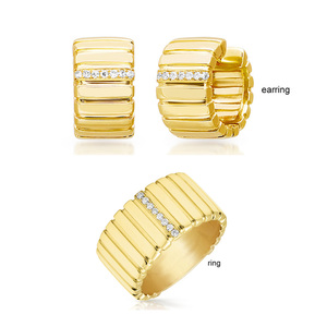 Промоакция позолоченное широкое кольцо с выложенным фианитом бриллиант ювелирный набор для женщин подарок для женщин - Product Image 1