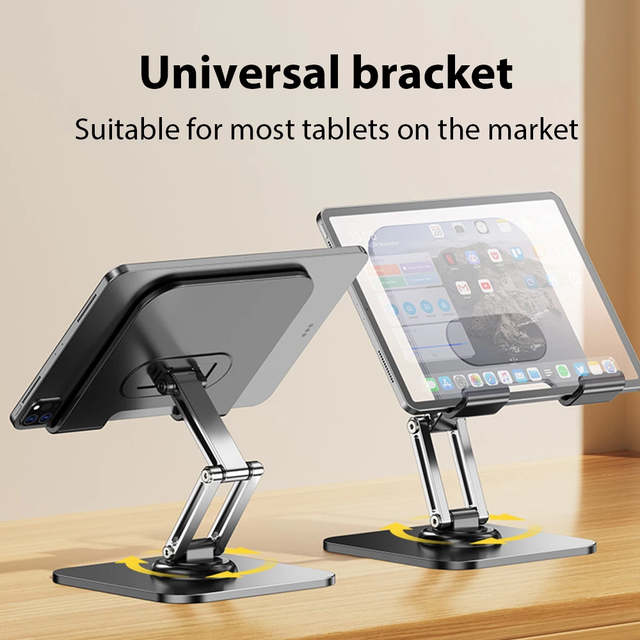 360° Rotatable Foldable Aluminum Alloy Portable Desktop Stand for Tablet iPad Pro for Samsung for Phone Bracket Made