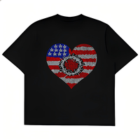 Transfert thermocollant en strass Cœur Fête de l'Indépendance pour T-shirts