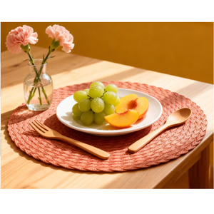 モダンスタイル半手織りラウンドリネンテーブルPlacematホームアンチスキャルディング生地織りプレイスマットクラシックなデザイン - Product Image 1