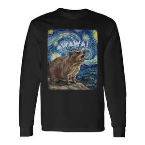 Hyrax Awawa Groundhog Starry Night Van Gogh T-shirt à manches longues - Product Image 1