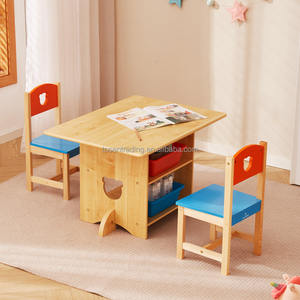 Ensemble table et 2 chaises en forme d'ours pour enfants et tout-petits avec 4 bacs en plastique, meubles pour chambre d'enfant. - Product Image 4