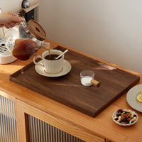 Plateau de service en bois de noyer noir avec base en MDF pour la maison, la cuisine, le restaurant, le café, le thé, le dîner, le petit-déjeuner