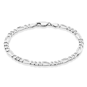 Fashion Hot Sale <strong>Solid</strong> 925 Sterling <strong>Silver</strong> Figaro Chain <strong>Bracelet</strong> for Women Men - Product Image 1