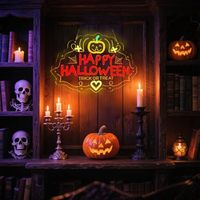 En gros, enseigne néon LED personnalisée Citrouille Halloween, lettres LED HAPPY HALLOWEEN, pour la décoration de maison, bar, maison hantée et fête