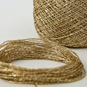 Wholesale lurex Metal Yarns Tape Type for knitting for Shiny Hollow out clothes Knitting Fancy Yarn of lurex Metallic