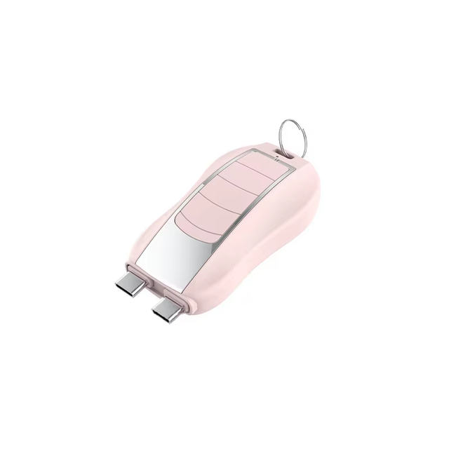 New Design 1200mAh 2 in 1 Cute Small Type-C Emergency Keychain Finger Portable Phone Charger Key Pendant Mini Power Bank