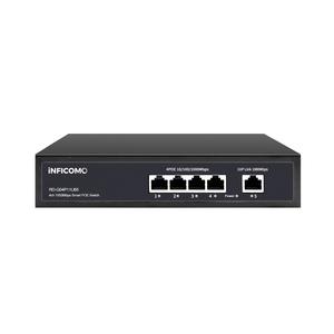Gigabit PoE <strong>Ethernet</strong> <strong>Switch</strong> <strong>4</strong> PoE <strong>Ports</strong> 1 Uplink <strong>Port</strong> 10/100/1000Mbps IEEE802.3af/at DC52V65W VLAN 10/100/1000M IP <strong>Network</strong> - Product Image 1