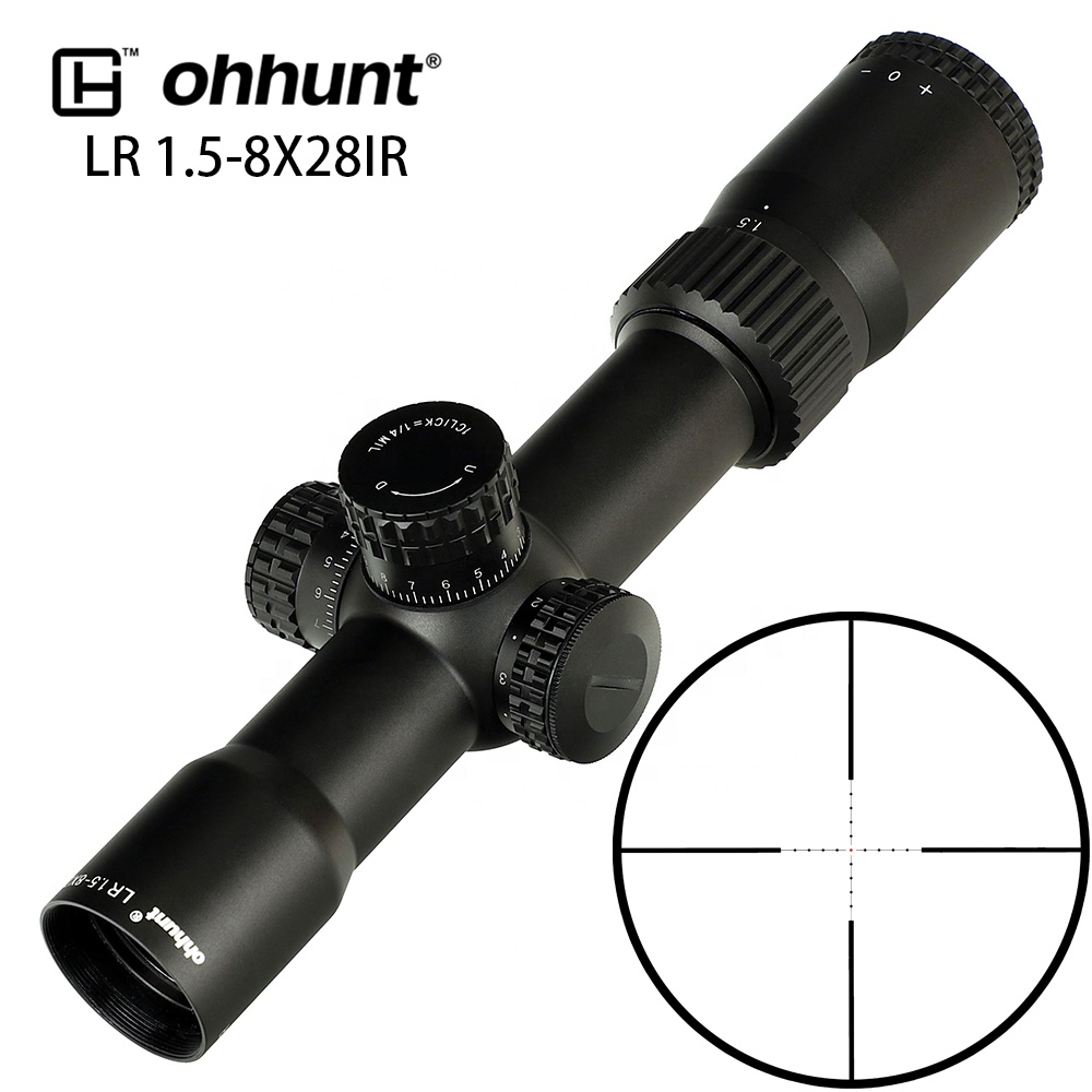 Ohhunt LR 1,5-8X28 ИК компактный охотничий прицел мил-дот стеклянная гравированная сетка Красная осветительная башня Блокировка сброс тактический прицел