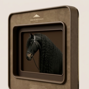 Décoration Murale de Luxe 80x80cm Carrée en Cuir Texturé 3D, Art Équestre Chevaux Anglais, Cadre Double Premium pour la Maison - Product Image 4