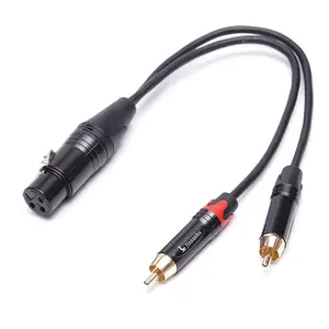 HiFi 3 פינים XLR נקבה ל-2 RCA זכר מתאם כבל שמע ממיר מחבר OFC PVC מגינים כפולים קלועים שחור כבל XLR