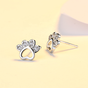 Argent sterling 925 bijoux goujon chat chien patte impression boucles d'oreilles mignon chat ours patte motif femme boucles d'oreilles - Product Image 4