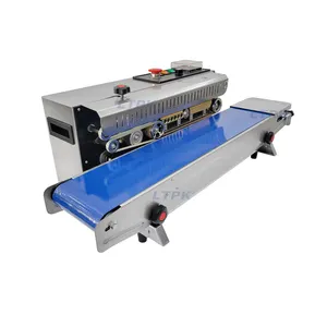 LT-FR770 continuous band sealer sealing machine for plastic paper bags sachets stand up pouches with batch date stamping