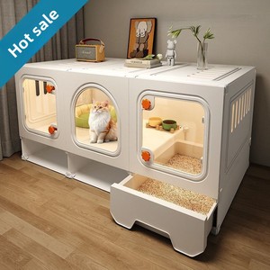 Gabbia per Gatti da Interno con Toilette, Design Monolocale con Chiusura a Pulsante, Ideale per Piccoli Appartamenti - Product Image 4