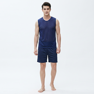 Finer Threads Best Quality Custom Logo Men's Gym Sleeveless Tank <b>Tops</b> Knitted V-neck <b>Mesh</b> Breathable Undershirt Summer Sports - Product Image 1