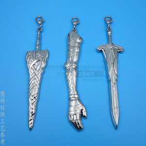 Pendentif en métal à thème épée, breloque en alliage de zinc, bijou cadeau, modèle forme géométrique, couleur vive - Product Image 2