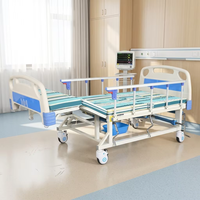 Lit d'hôpital SH02, structure en acier, réglage manuel, lit médical pour soins à domicile avec barrières de sécurité et poteau porte-perfusion