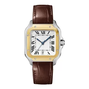 Populaire Mode-Ontwerper Vierkante Kalender Stalen Bandjes Custom Merk Quartz Horloge Man Luxe Horloge