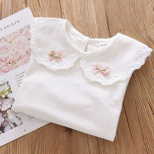 <span class=keywords><strong>Camicia</strong></span> base <span class=keywords><strong>con</strong></span> risvolto in pizzo per ragazze, abbigliamento autunnale, pullover bianco per bambini e neonati, maglietta a maniche lunghe, top per neonati - Product Image 6