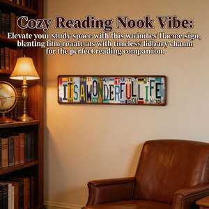 Letrero Metálico Vintage con Collage <span class=keywords><strong>de</strong></span> Matrículas, Placa Decorativa Rústica <span class=keywords><strong>de</strong></span> Hierro para Pared con la Frase 'It's a Wonderful Life' - Product Image 3