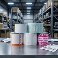 Rouleaux d'étiquettes autocollantes pour impression de codes-barres en gros, papier thermique pour imprimante d'étiquettes d'expédition