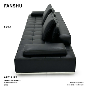 Full Leather Genuine Italian Minimalist Customizable Set Lawrence With <b>Sponge</b> Filling <b>for</b> Living Room 05 Lawrence Genuine L - Product Image 4