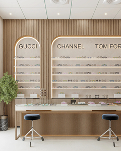 ตู้โชว์กระจกไม้สำหรับร้านค้าปลีก พร้อมไฟ LED แบบกำหนดเอง ดีไซน์ทันสมัย สำหรับร้านแว่นตา - Product Image 4