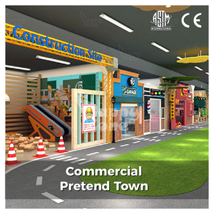 Aire de jeux intérieure commerciale en bois sur mesure pour enfants, type Tiny Town, pour jeu de rôle et de simulation, pour tout-petits et crèches - Product Image 1