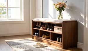 Modern Solid Wood Entryway <b>Bench</b> With 3 Shelves <b>Shoe</b> Storage Freestanding Home Furniture For Entryway Use - Product Image 3