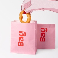 Sacs en papier kraft blanc de la série rose avec logo personnalisé pour l'emballage à emporter des restaurants, la livraison de nourriture et de pain en magasin