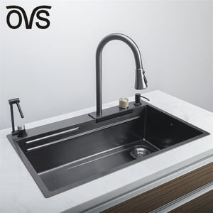 Ovs 304 Stainless Steel Kitchen <strong>Sinks</strong> Complete Whole Set Waterfall Kitchen <strong>Sink</strong> Big Single Bowl With Dish Rack Under Mount <strong>Sinks</strong> - Product Image 1