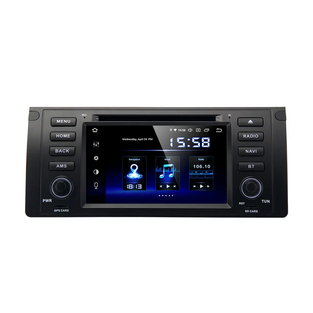 BMW E39 E53 X5ラジオ2001-2008用ビデオラジオミラーリングDVDナビゲーションカープレーヤー付きAndroidリバースカメラ背面図