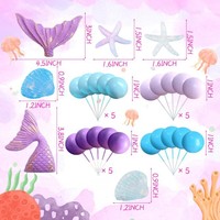 Ensemble de décorations de gâteau en forme de queue de sirène 3D, coquillages irisés, perles, étoiles de mer, décoration sous-marine pour anniversaire, fournitures de fête pour filles