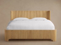 Modernes Luxus-Massivholzbettgestell Designer Geriffeltes Plattformbett für Schlafzimmer-Sets Luxus-Hotel-Villa-Möbelstück