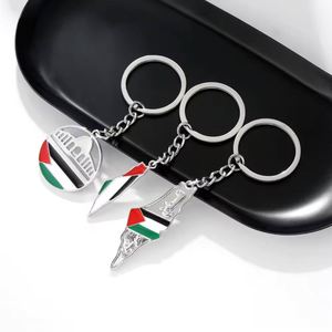 Llavero al por mayor con mapa de Palestina, colgante conmemorativo de la bandera, de acero inoxidable esmaltado, artesanía metálica, llavero metálico con la bandera de Palestina - Product Image 5