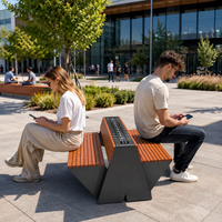 Banc de parc solaire intelligent, banc extérieur à charge solaire, banc public imperméable à l'eau alimenté par l'énergie solaire avec charge sans fil USB