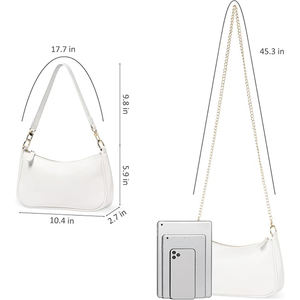 <span class=keywords><strong>Sac</strong></span> à <span class=keywords><strong>bandoulière</strong></span> fourre-tout pour femme, mini <span class=keywords><strong>sac</strong></span> hobo rétro en cuir végétalien avec chaînes, fermeture éclair tendance, polyester uni - Product Image 2