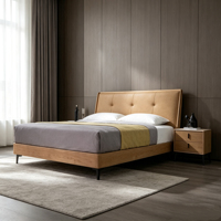 Nordic Light Luxury Soft Bed Frame Brushed Leather Upholstery Metal Pinewood Construction Adjustable Design Eco-Friendly Durable