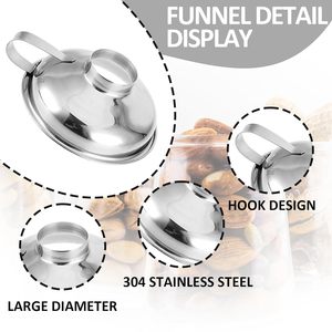 2 PCS Silicone Funil Aço Inoxidável Dispensação Líquida Cozinhar Funis com Filtro Suco Enchimento Funis - Product Image 2