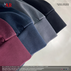 Camiseta de Manga Larga para Hombre, Estilo Urbano, Cuello Redondo, 100% Algodón, 350GSM, Teñida con Pigmentos, Lavada, Estilo Vintage, Disponible al por Mayor - Product Image 4