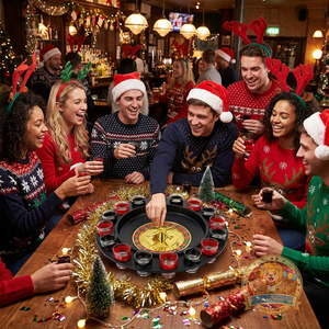 مجموعة ألعاب شرب روليت معدنية وأكريليك مكونة من 16 قطعة لحفلات ديوالي وعيد الفصح - متعة ليلية للبالغين مع الدوران والشرب والضحك - Product Image 1