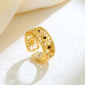 Bague en acier inoxydable plaqué or pour femme, style minimaliste, motif goutte d'huile, tendance - Product Image 4