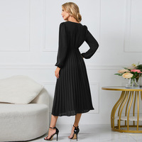 Vente en gros de nouvelles robes à manches longues avec ceinture plissée et col en V pour femmes robe trapèze croisée 2024 élégante