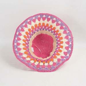 Colorful <b>Paper</b> Crochet <b>Paper</b> Straw Bucket Hat Female Summer New Holiday Large Brim Beach Leisure Sunshade Bucket Hat Straw - Product Image 5